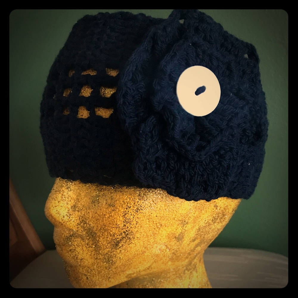Winter Headband, knitted, Style, Navy blue